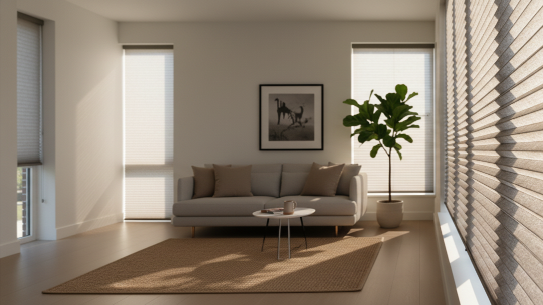 Modern blinds in living room